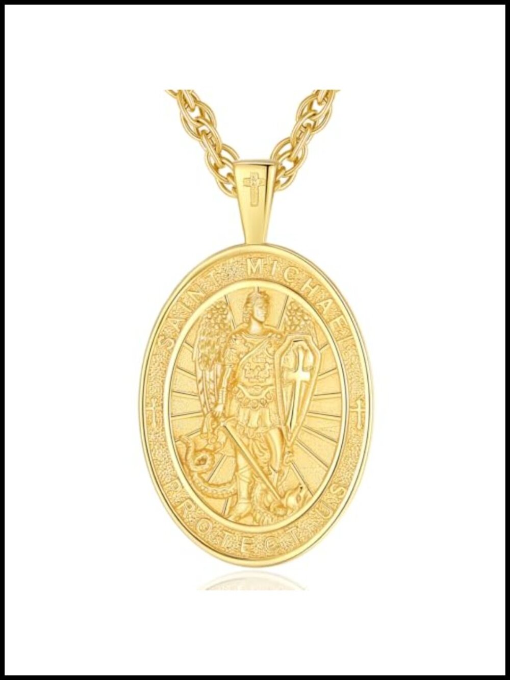 925 Sterling Silver St Michael Medal Necklace Men Women Protection Gift